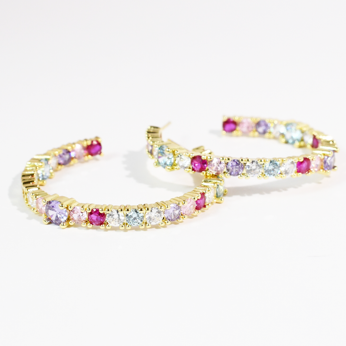 Colorful Crystal Hoops
