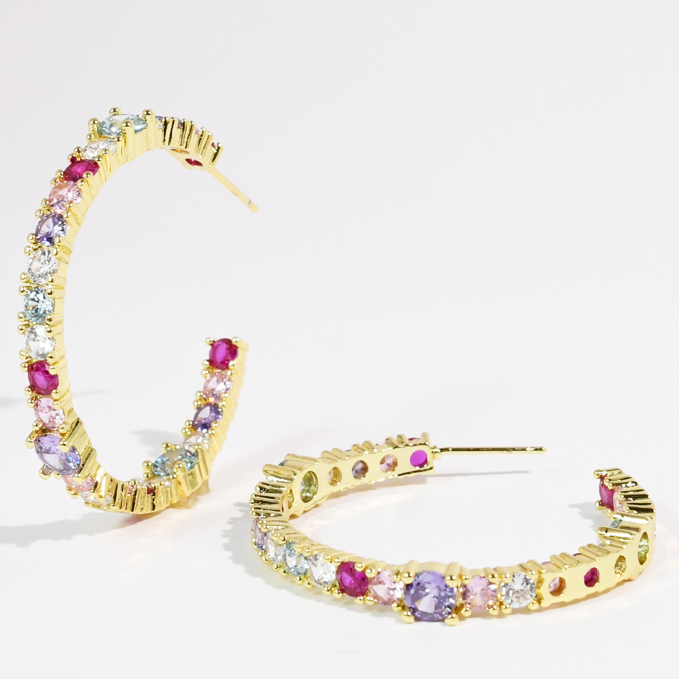 Colorful Crystal Hoops