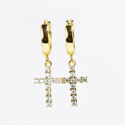 Cross Sparkle Huggies Gold