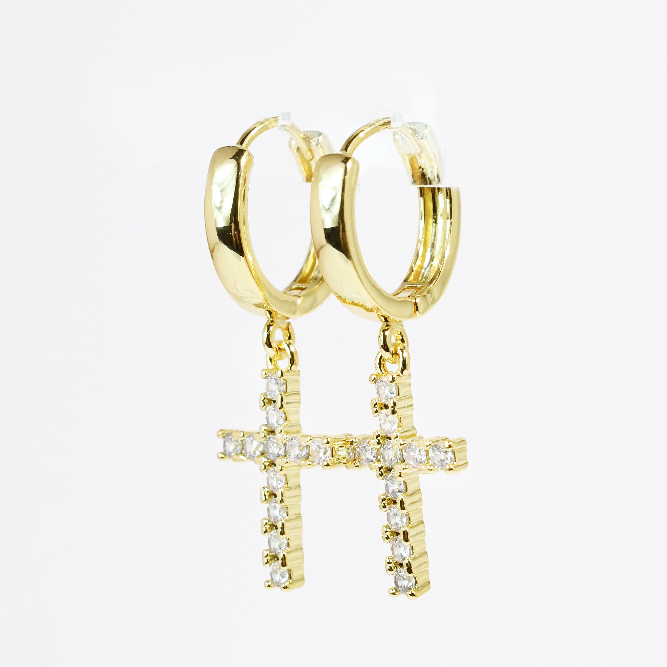 Cross Sparkle Huggies Gold