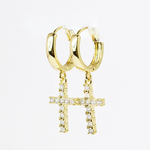 Cross Sparkle Huggies Gold
