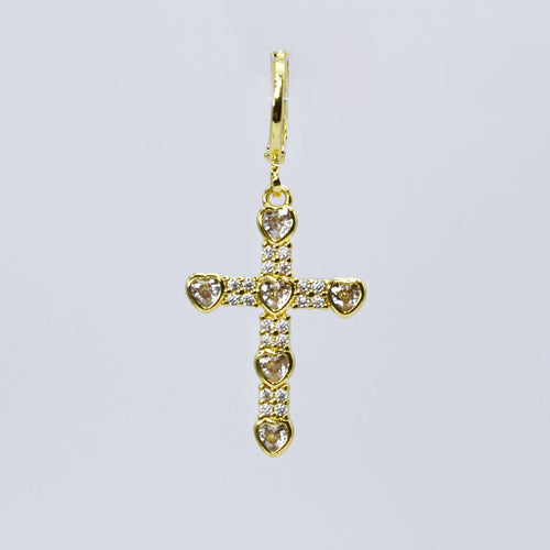 Cross of Hearts Crystal Charm CH-374