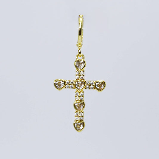 Cross of Hearts Crystal Charm CH-374