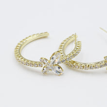 Load image into Gallery viewer, Crystal Butterfly Hoop Gold F27
