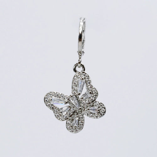 Crystal Butterfly Silver Charm CH-216