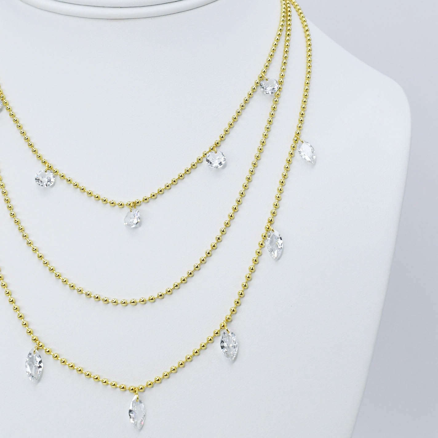 Crystal Cascade Layer Necklace