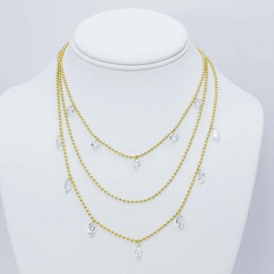 Crystal Cascade Layer Necklace