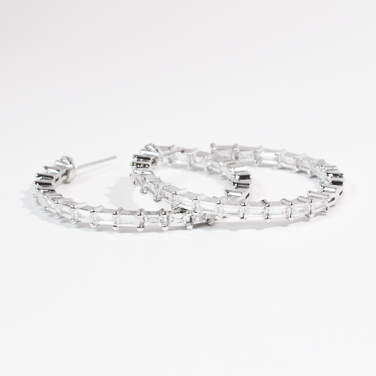 Crystal Crush Hoops Silver