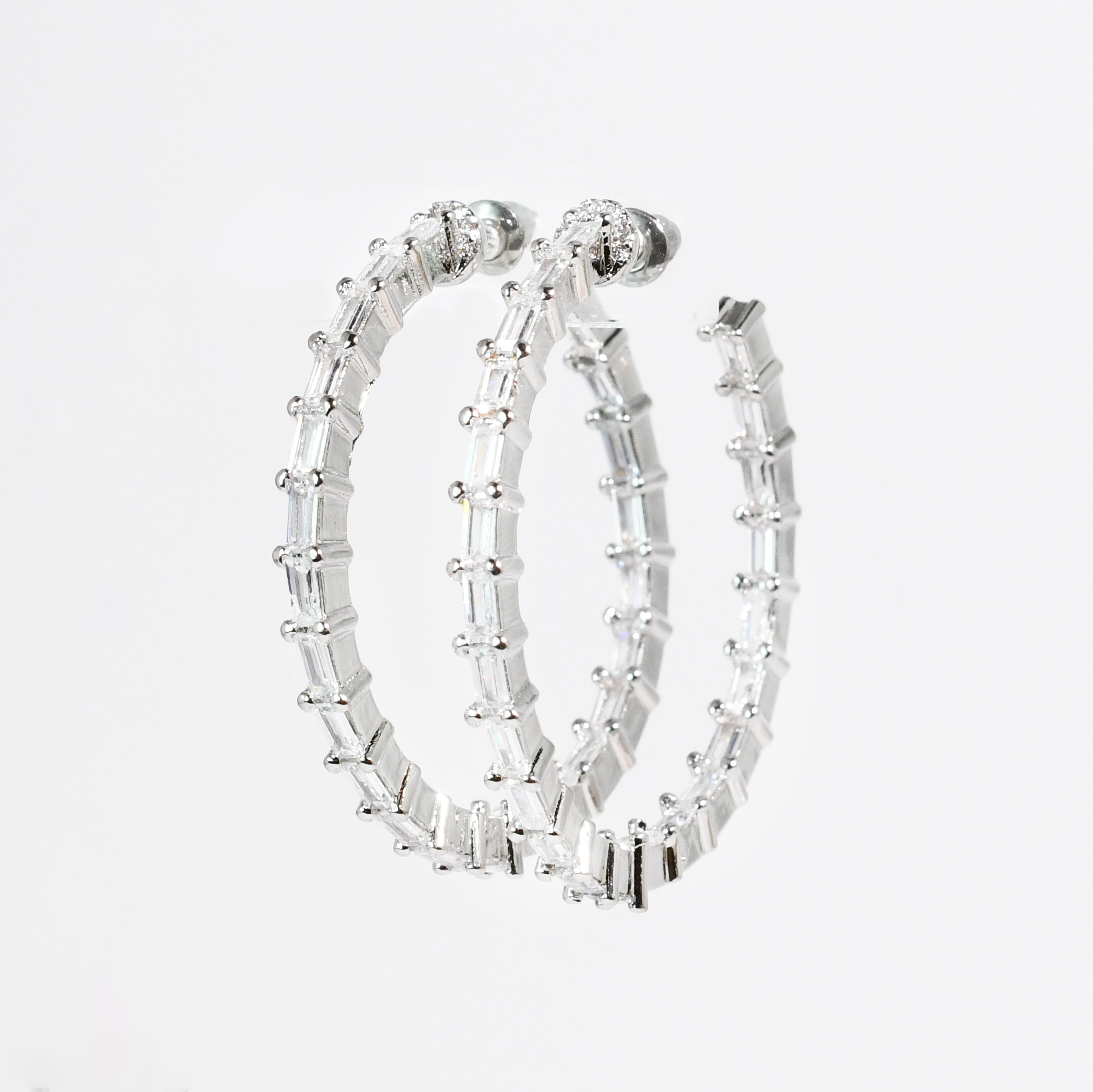 Crystal Crush Hoops Silver