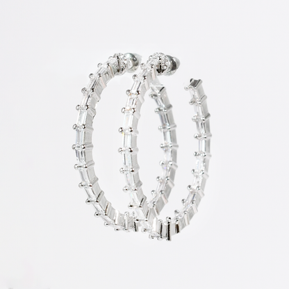 Crystal Crush Hoops Silver