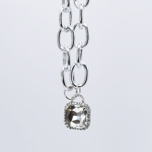 Crystal Glamour Chunk Necklace Silver