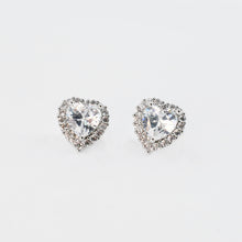 Load image into Gallery viewer, Crystal Heart Stud Silver C26
