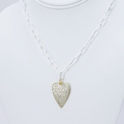 Crystal Heart White Link Necklace M12