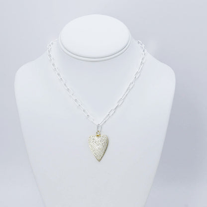 Crystal Heart White Link Necklace M12