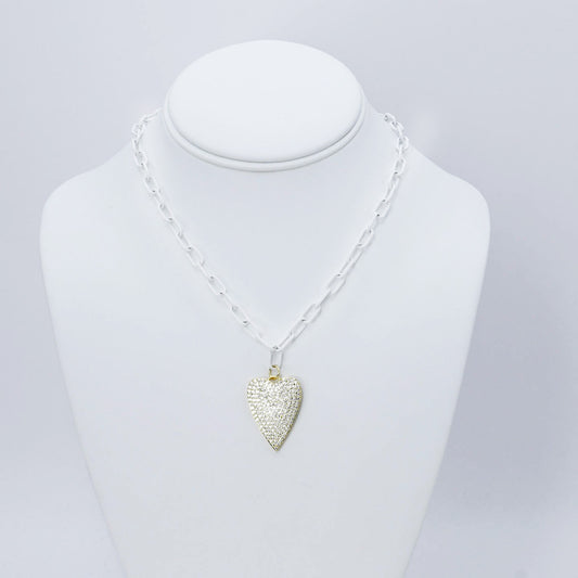 Crystal Heart White Link Necklace M12