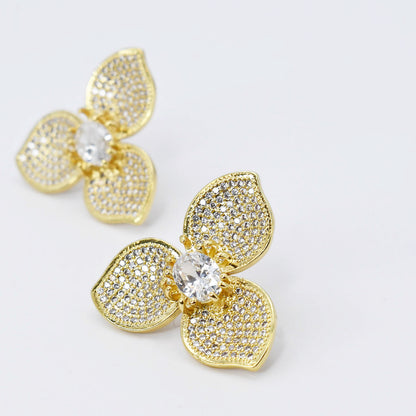 Crystal Petals Gold Earrings K17