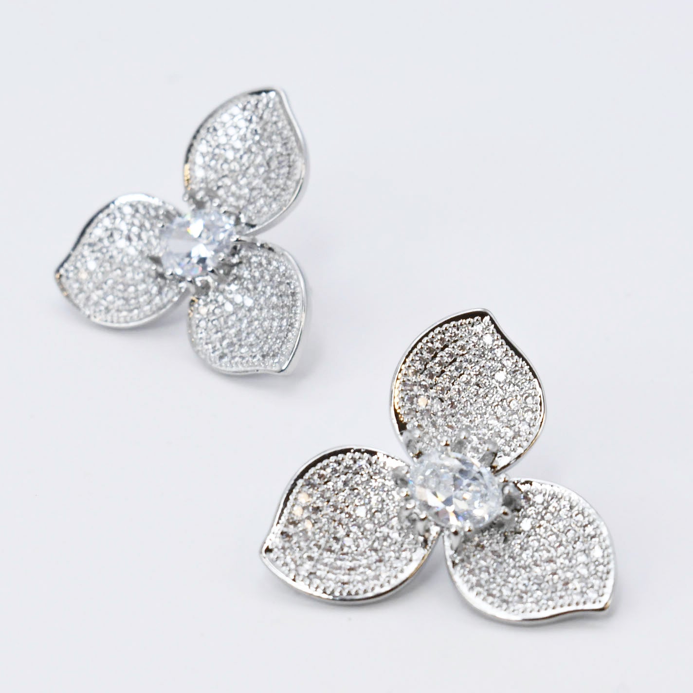 Crystal Petals Silver Earrings K17