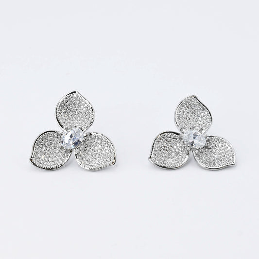 Crystal Petals Silver Earrings K17