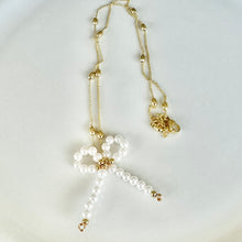 Load image into Gallery viewer, Pretty Pearl Bow Necklace I-22

