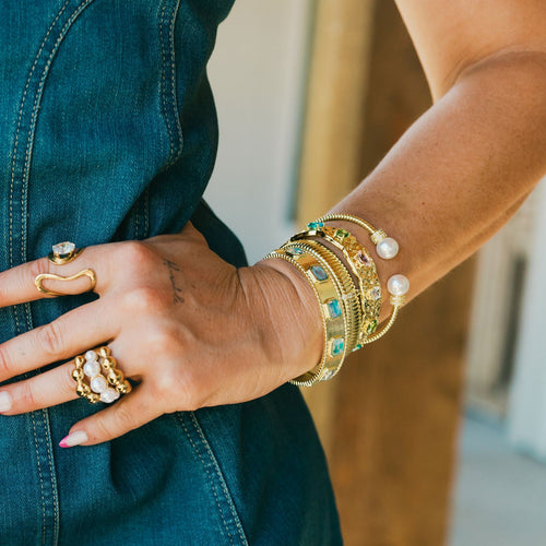 Pearl Serenity Gold Bangle