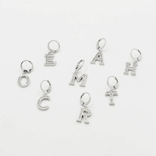 Dainty Crystal Initial Silver