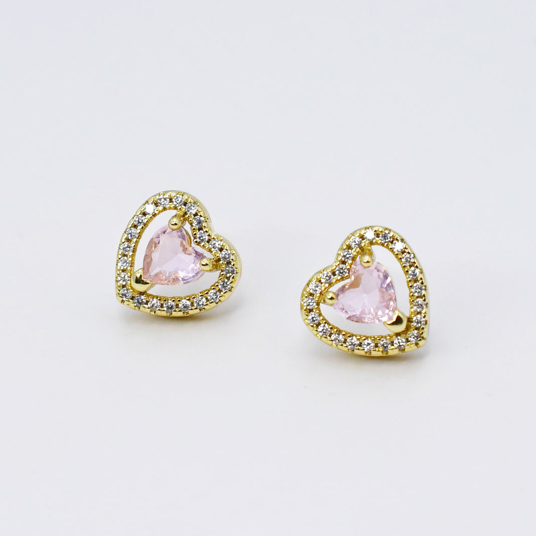 Dainty Pink Heart Stud