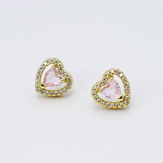 Dainty Pink Heart Stud