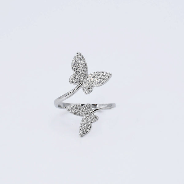 Dainty Twisted Butterfly Silver Ring F18