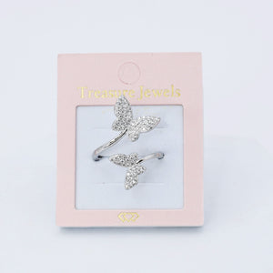 Dainty Twisted Butterfly Silver Ring F18