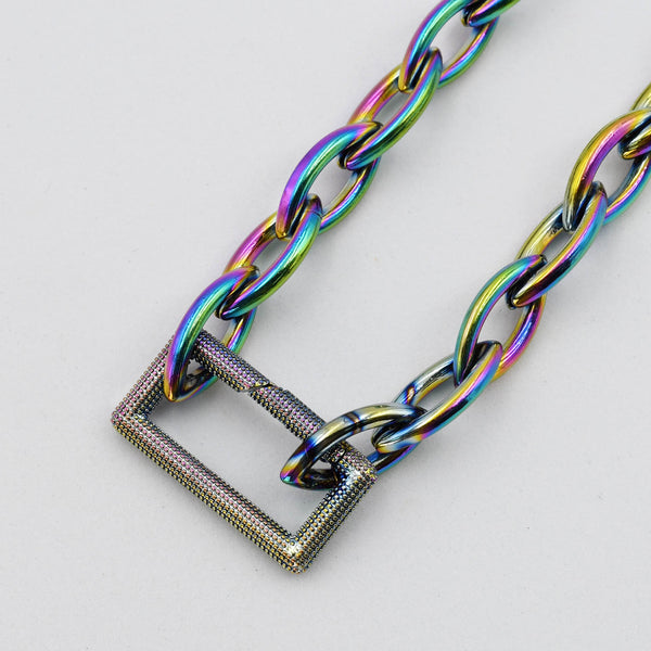 Dazzling Rectangle Clip Necklace M19