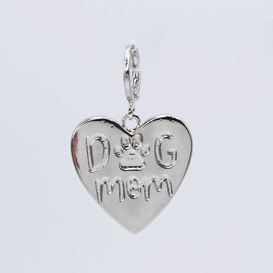 Dog Mom Heart Silver