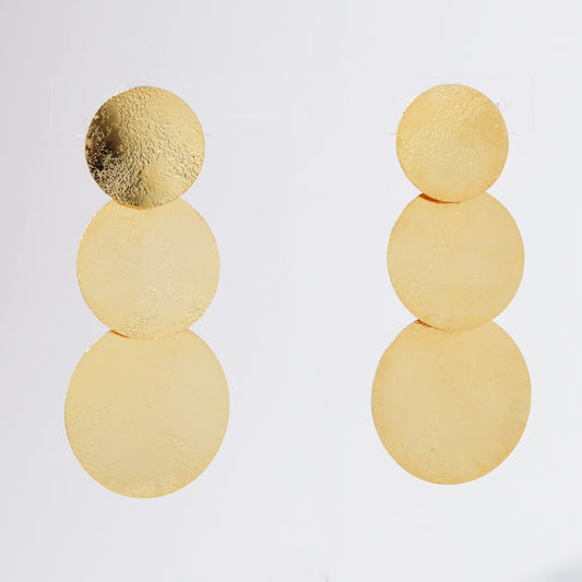 Golden Three Coins Earrings