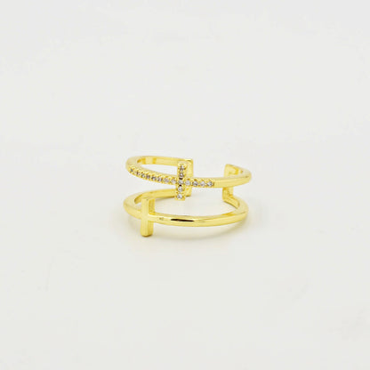 Double Cross Ring Gold P8