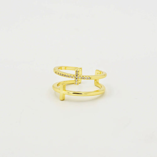 Double Cross Ring Gold P8