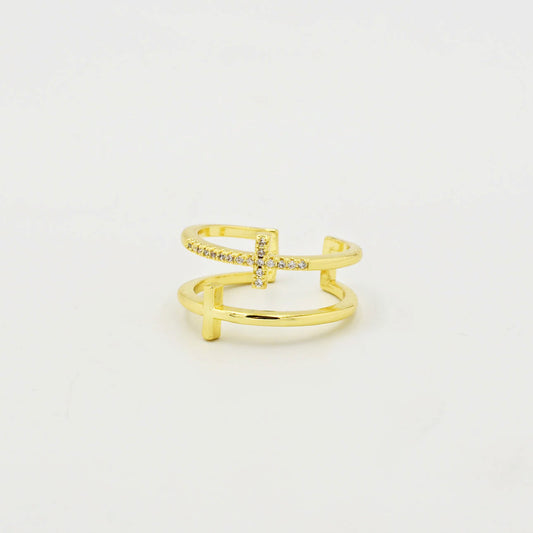 Double Cross Ring Gold P8