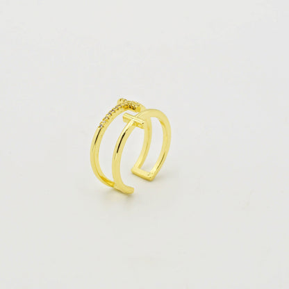 Double Cross Ring Gold P8