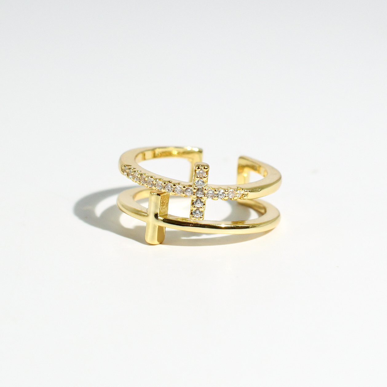 Double Cross Ring Gold P8 – Treasure Jewels, Inc.