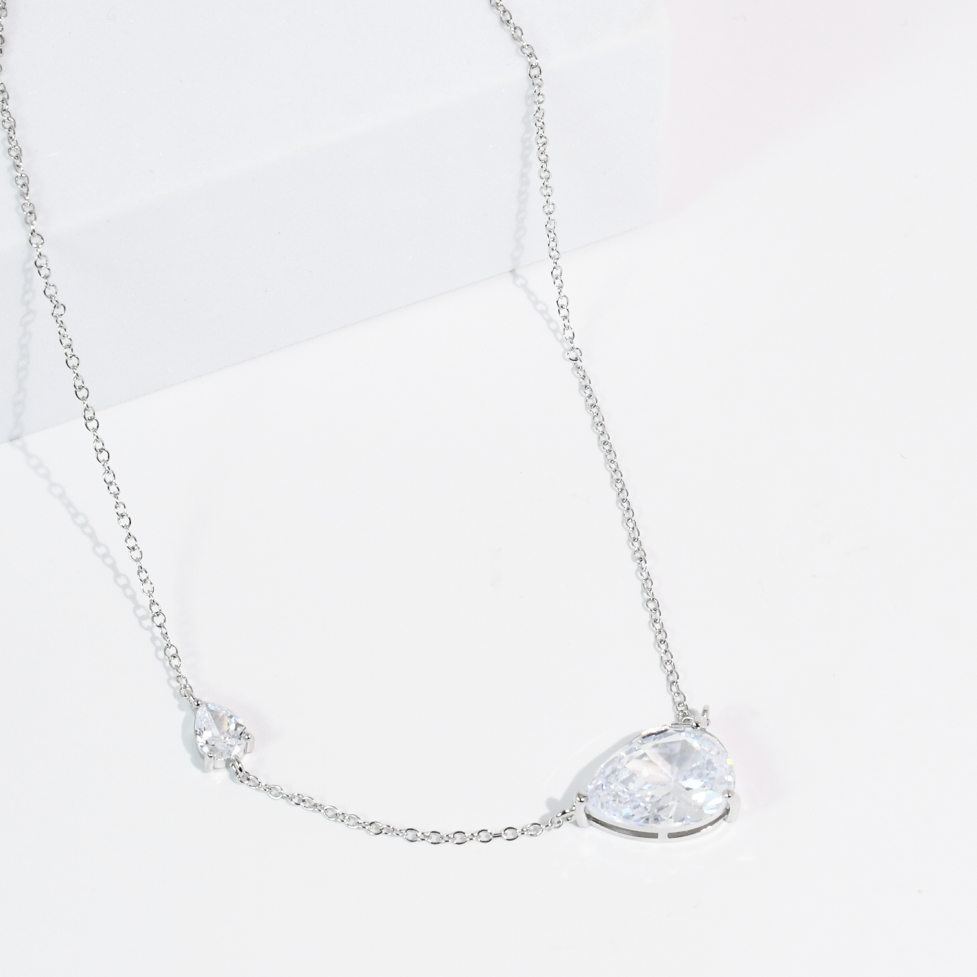 Double Drop Silver Necklace