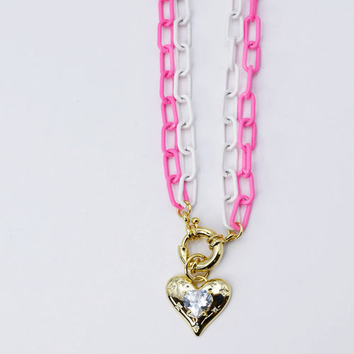 Double Enamel Chain Heart J27