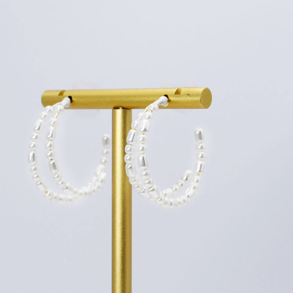 Double Halo Pearls Hoop J15