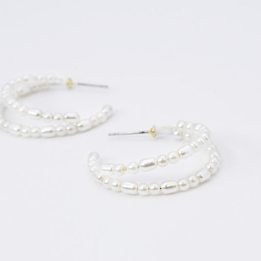 Double Halo Pearls Hoop J15