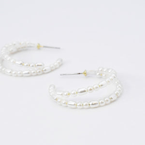 Double Halo Pearls Hoop J15