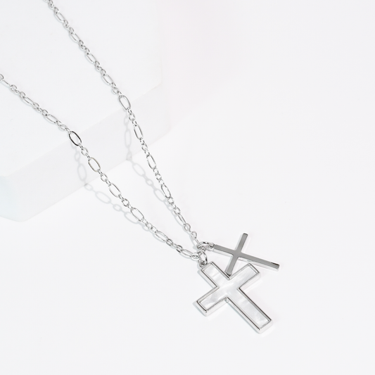 Double Tiny Cross Silver