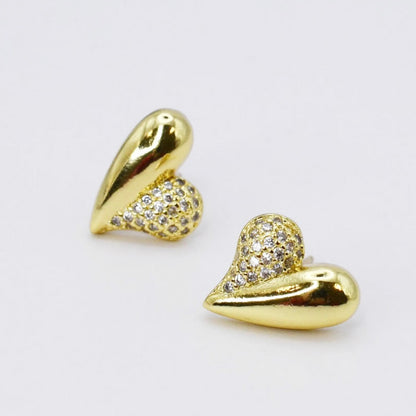 Rosy Heart Gold Stud  E31