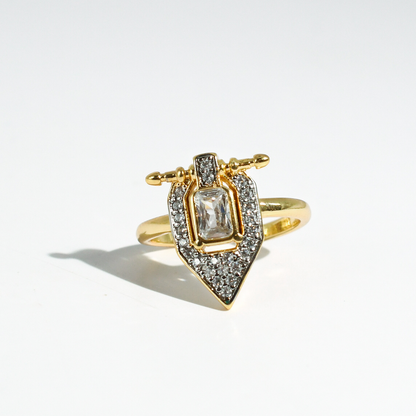 hypoallergenic ring, waterproof ring, tarnish free jewelry, boutique wholesale jewelry, dainty gold ring, gemstone statement ring, sparkly cubic zirconia ring, high quality jewelry gifts, elegant gold plated ring, trendy fashion ring, pastel gemstone ring