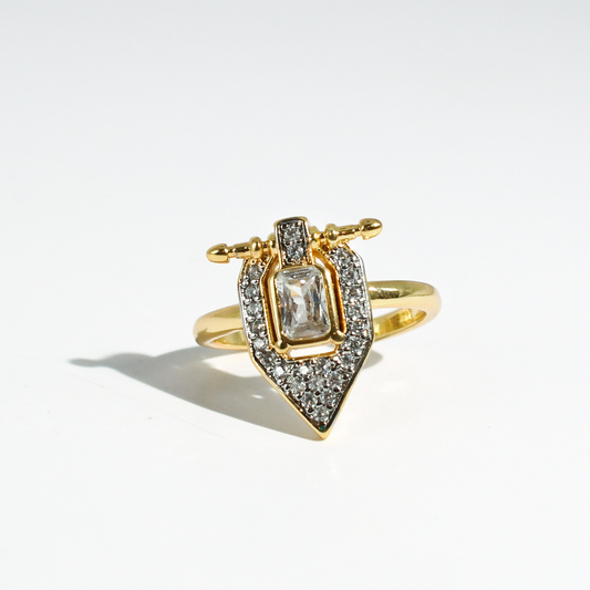 hypoallergenic ring, waterproof ring, tarnish free jewelry, boutique wholesale jewelry, dainty gold ring, gemstone statement ring, sparkly cubic zirconia ring, high quality jewelry gifts, elegant gold plated ring, trendy fashion ring, pastel gemstone ring