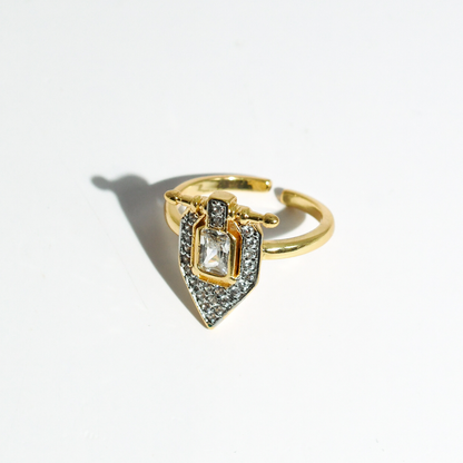 hypoallergenic ring, waterproof ring, tarnish free jewelry, boutique wholesale jewelry, dainty gold ring, gemstone statement ring, sparkly cubic zirconia ring, high quality jewelry gifts, elegant gold plated ring, trendy fashion ring, pastel gemstone ring