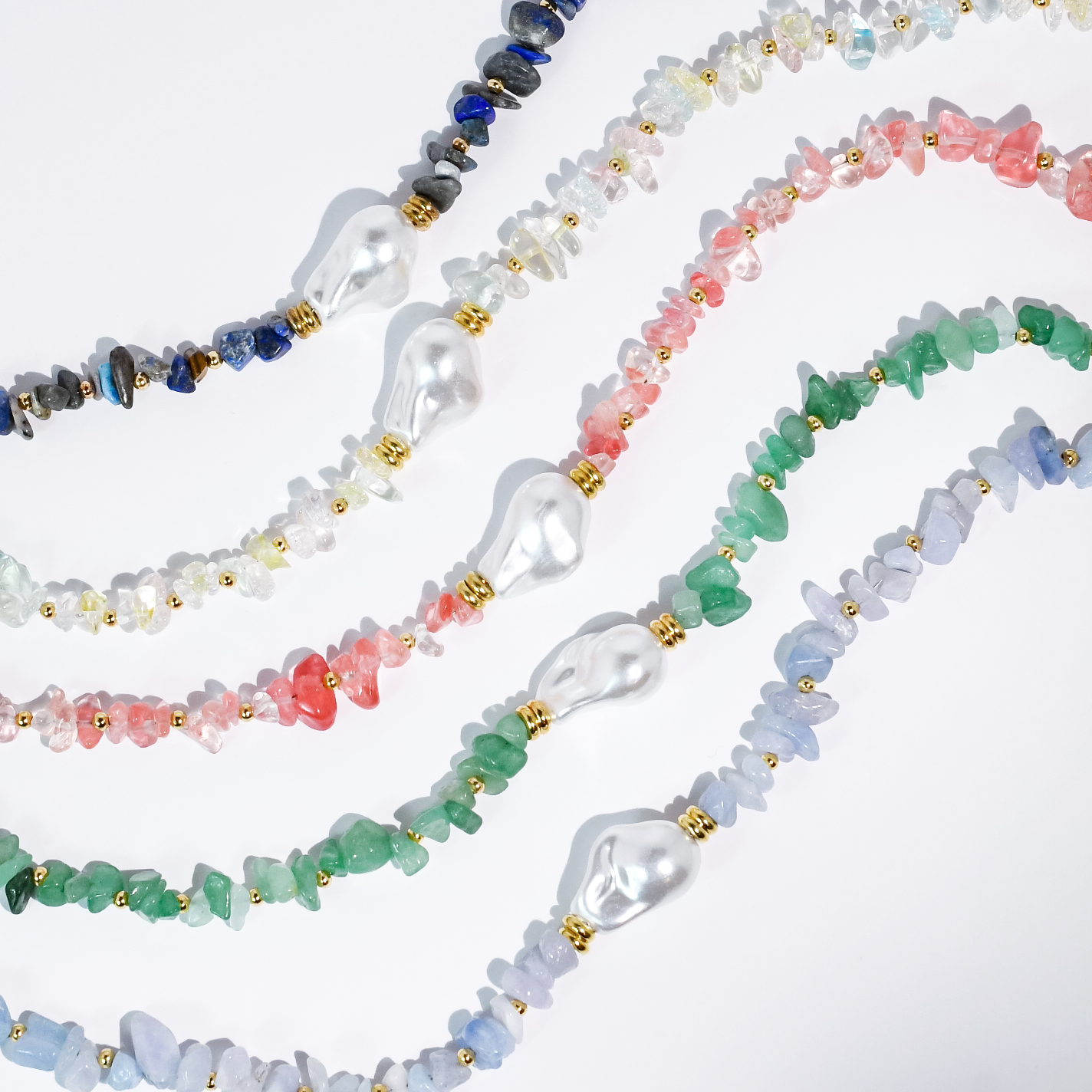 Colorful charms gold necklace featuring gemstone details, layered jewelry design, trendy accessory for women’s jewelry collections, boutique wholesale fashion necklace that is hypoallergenic, tarnish free, and waterproof jewelry with a cute aesthetic statement style