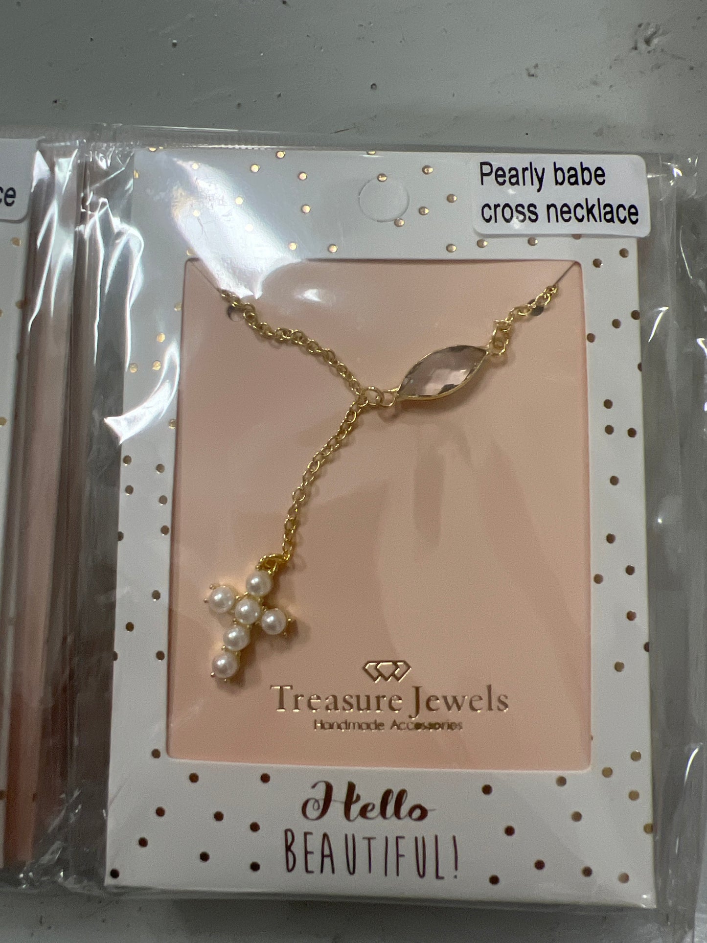 Pearly babe cross necklace