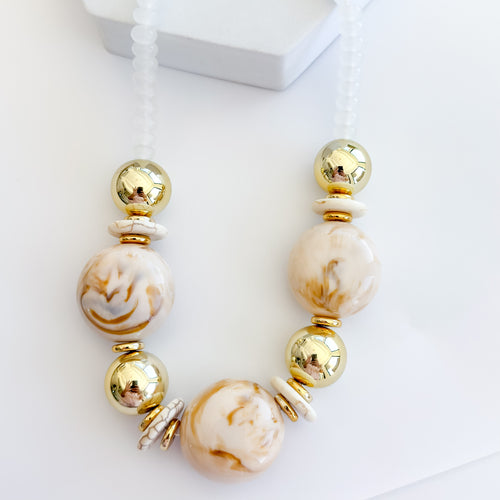 Round top Cream Necklace